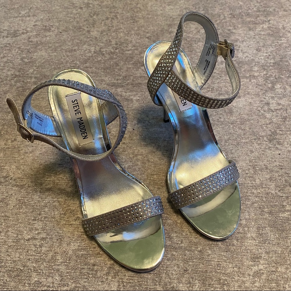 Steve Madden Silver Sparkly Heeled Sandals 7.5